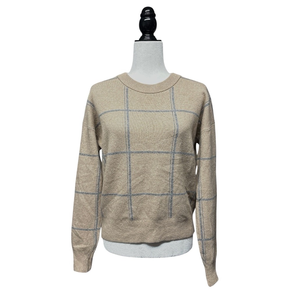Banana Republic Italian Wool Cashmere Blend Windowpane Sweater Women's Size M